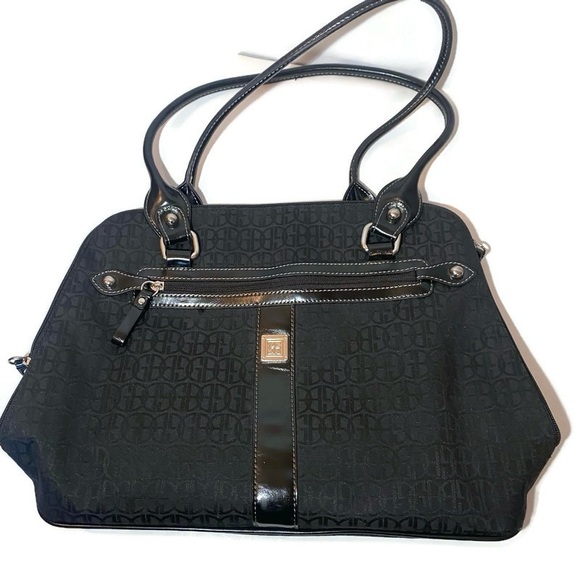 Giani Bernini Black Fabric GB Logo Shoulder Organizer Handbag Bag - Picture 4 of 16